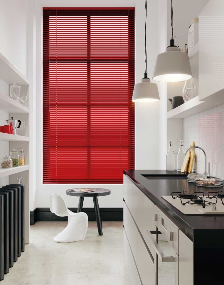 Red kitchen blinds in Bromley